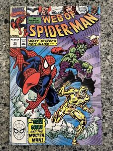 WEB OF SPIDER-MAN #66 VF+ (Marvel 1990) Green Goblin, Molten Man