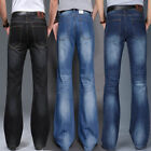 Men's Casual Flared Jeans Retro Bell Bottom Denim Pants Slim Bootcut Trousers