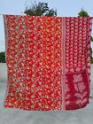 Indian Handmade Kantha Quilt Vintage Bedspread Throw Cotton Blanket Gudari