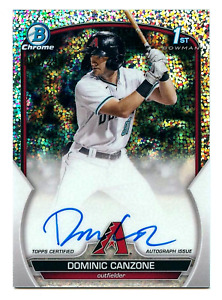 New Listing2023 BOWMAN CHROME DOMINIC CANZONE AUTO 1st BOWMAN SPECKLE REFRACTOR /299