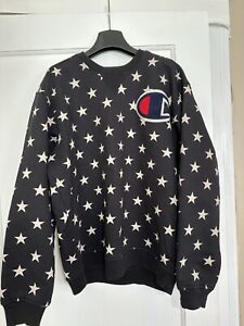 Supreme x Champion Stars Black Crewneck Sweatshirt Size L FW 2012