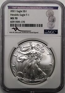 2021 $1 Silver Eagle Type 1 NGC MS70 Mercanti Signature