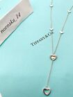 Tiffany & Co Sterling Silver Link lariat Heart Pendant Necklace No Box