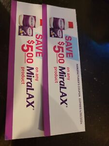 Miralax Coupons Lot!  4 Coupons For $2 Off Any miralax Product. Expires 4/2024
