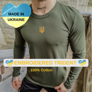 Zelensky Shirt long sleeve With Embroidered Ukrainian Tryzub from Ukraine Seller