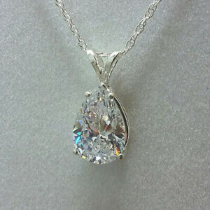 Women Fashion Jewelry Pear Cubic Zircon 925 Silver Filled Necklace Pendant Gift