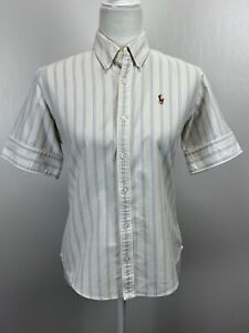 Womens Ralph Lauren Button up Shirt Sz 6 GUC Short Sleeve Stripesd