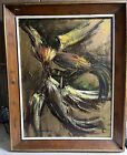New ListingVintage Mid-Century Modern Birds Painting Signed Abstract