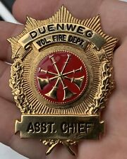 Vintage Obsolete Duenweg Fire Department Badge Asst. Chief