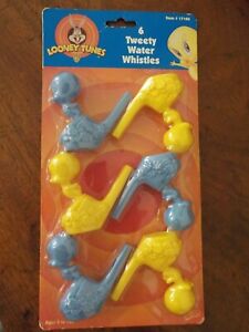 Vintage Blue Yellow Tweety Bird Water Whistles Looney Toons,1999 NIB Sealed