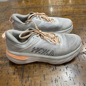 Hoka One One W Bondi 7 Gray Running Shoes 1110519 HMSH Sneakers Women's Size 8.5