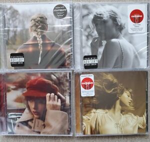Taylor Swift - Lot of 4 Sealed New CDs - Folklore, Evermore, Red, Fearless  SetB