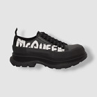$950 Alexander McQueen Men's Black Leather Lace-Up Sneaker Shoes Size 47