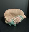 Roseville Water Lily Pink 1946 Art Deco Pottery Conch Shell Planter Vase 445-6