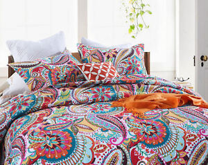 Qucover King Quilt Bedding Set, Gorgeous Paisley Pattern Bedspreads King Size, C