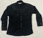 Scully Mens Pearl Snap Embroidered Western Shirt Size Small