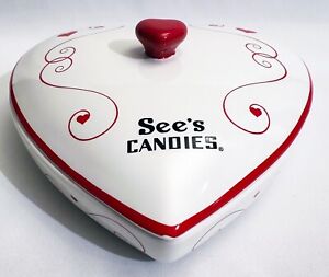 See's Candies Ceramic Heart Valentines Candy Dish