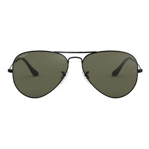Ray Ban Aviator Classic Black / Green Polarized 58mm Sunglasses RB3025 002/58 58