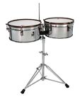 Toca Custom Deluxe Timbale Drums Set w/ Stand - Steel & Bronze