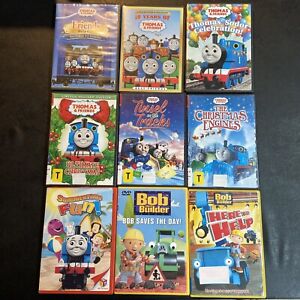 Lot of (9) Kids DVDs Thomas The Tank Engine & Friends + Bob The Builder, Barney