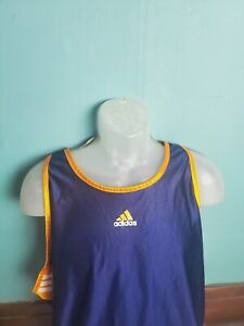 Vintage Adidas Tank Top Muscle Shirt Men's Size XL Blue Gold White Made In USA