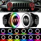 2pc 4'' LED Fog Lights Driving Lamp RGB Halo for Jeep Wrangler JK Grand Cherokee (For: More than one vehicle)