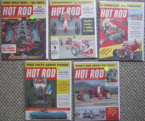 HOT ROD Magazines 1950's Lot of 5 Automotive Drag racing customizing more