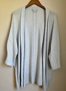 Pure Collection US 12 100% Cashmere Sweater Cardigan Light Pale Blue Kimono