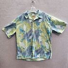 VINTAGE Cooke Street Men Button Up Shirt XL Blue Hawaiian Honolulu Casual
