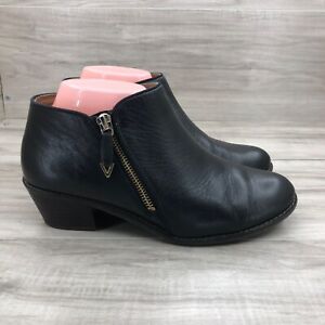 Vionic Ankle Boots Womens Size 7.5 Jolene Black Leather Zip Booties