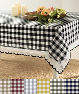 Country Farmhouse Plaid Spill Proof Fabric Tablecloths - Assorted Colors & Sizes