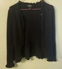 Lord And Taylor Cashmere Black Open Sweater Size L 12