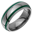 Titanium Green Acrylic Ring Double Groove Inlay Wedding Band Free Size 4 to 14