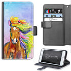 Watercolour Rainbow Horse Deluxe PU Leather Wallet Phone Case;Flip Case