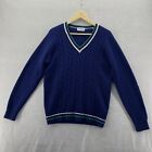 Vintage Cranmore Shetland Wool Sweater Cable Knit Schoolboy Navy Size 40 Read