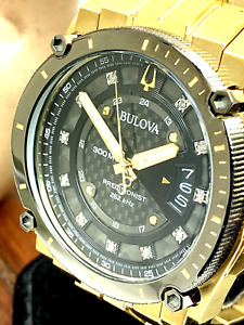 Bulova Precisionist Men's Watch 98D156 Diamond Accent Gold Tone Stainless Steel