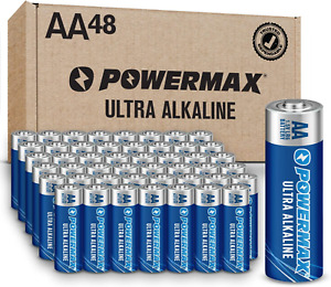 Powermax 100-Count AA Batteries, Ultra Long Lasting Alkaline Battery, 10-Year Sh