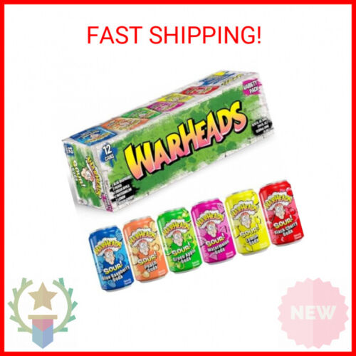 Sour Fruity Soda with Classic Warheads Flavors – 12 Pack 12 Oz