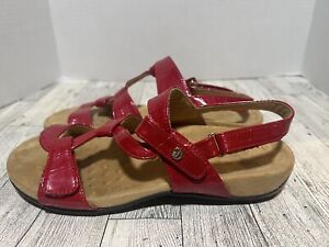 VIONIC Rest Paros Red Croc Strappy Back Strap Sandals Flat Orthaheel Women's 7
