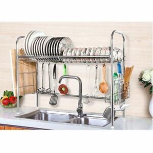 Metal Over the Sink Dish Drying Rack Drainer Shelf for Kitchen Supplies Storage