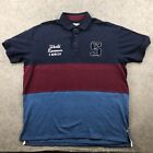 Staple Pigeon Polo Shirt Mens 2XL Blue Maroon Striped Embroidered Rugby Golf