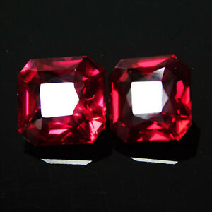 Natural Ruby  Red Certified Square Shape Earring Pair 16 Ct Loose Gemstone