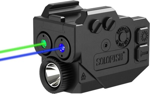SOLOFISH Rechargeable Flashlight Green&Blue Laser Sight Pistol Picatinny Rail