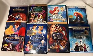 Disney Princesses 8 Movies-DVD/Blu-Ray Cinderella Snow White Frozen Brave Alice+