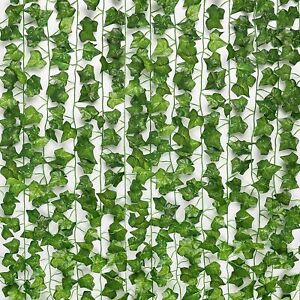 12 Strands 94 FT Artificial Ivy Vines Leaves Silk Garland for Home Office Decor