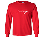 Austrian Air Retro Logo Shirt Airline Aviation Red Cotton Long Sleeve T-shirt