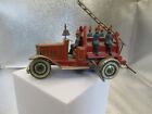 Antique Tin Litho Windup Fire Engine Truck & Ladder Toy Works cl