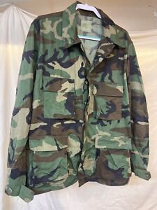 US Military Issue Woodland BDU Camo - Combat Coat Mens XL Reg “NEW Old Stock “