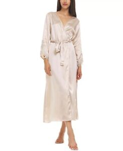 New Flora Nikrooz Women's Stella Robe Beige Satin Almond Size L/XL
