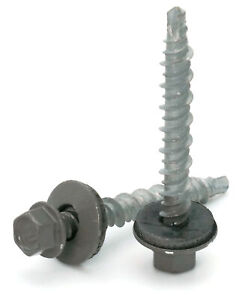 #10 Hex Washer Head Roofing Screws Mech Galv Mini-Drillers | Charcoal Finish